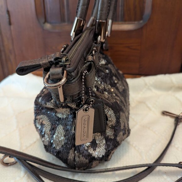 COACH OCELOT LEOPARD SEQUIN SOPHIA HANDBAG/ CROSSBODY BAG BRONZE #18638 - Picture 4 of 12
